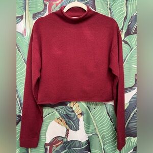 Reformation Cropped Turtleneck Cashmere Sweater size S Burgandy